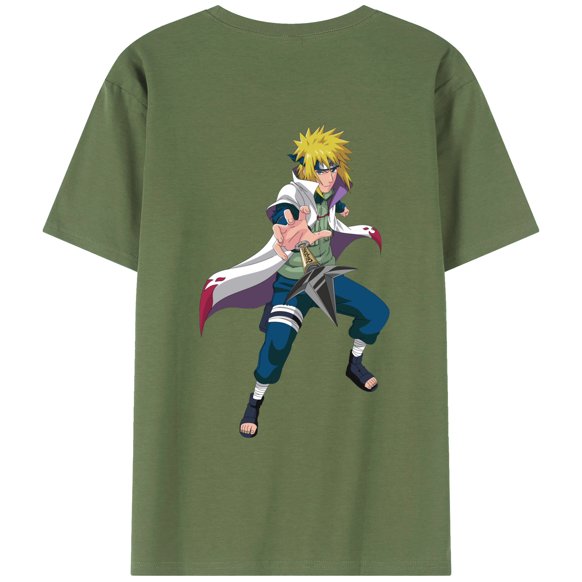 （画像用） NARUTO -ナルト- 波風 ミナト Namikaze Minato 綿100％ メンズ半袖Tシャツ（バックプリント） 通気性